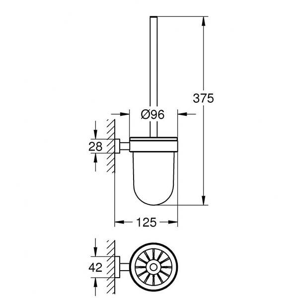 Set perie toaleta GROHE Essentials Cube 40513001, crom-transparent