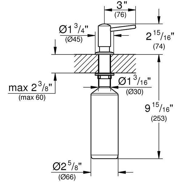 Dispenser sapun lichid GROHE 40536000, 500 ml, alama, argintiu