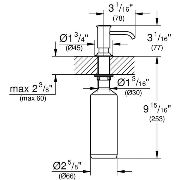 Dispenser sapun lichid GROHE Authentic 40537000, 500 ml, alama, argintiu