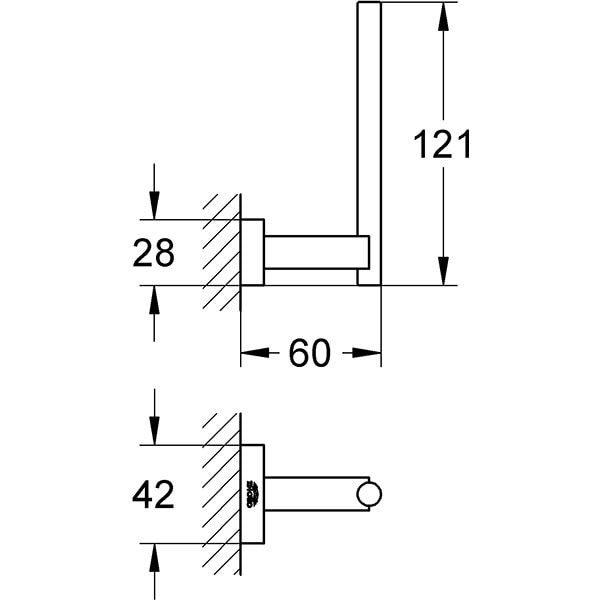 Suport hartie igienica GROHE Essentials Cube 40623001, argintiu