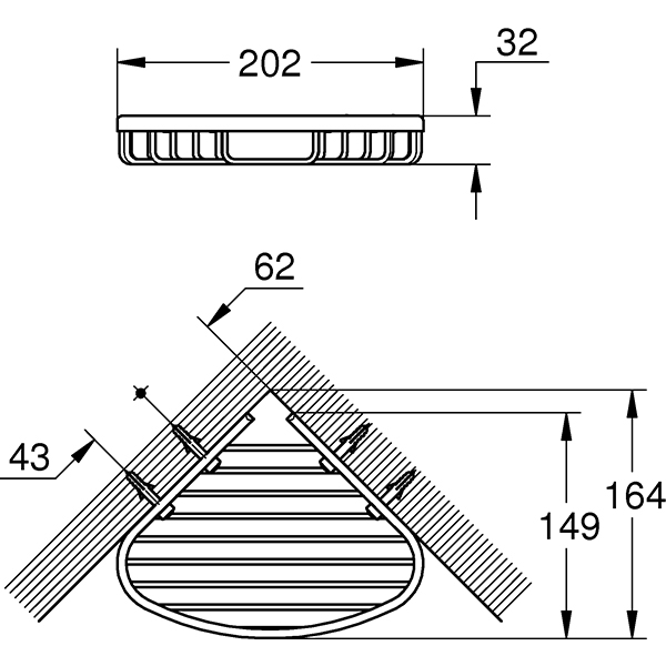 Raft de colt GROHE BauCosmopolitan 40664001, 20.2cm, crom