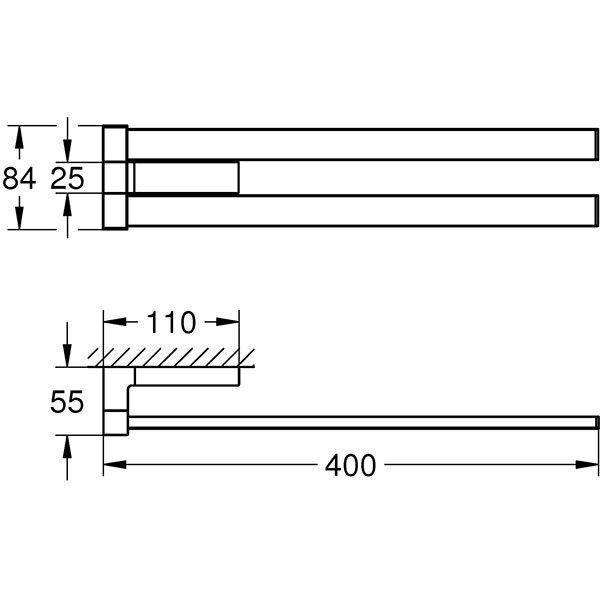 Suport prosop dublu GROHE Selection Cube 40768000, 40cm, argintiu