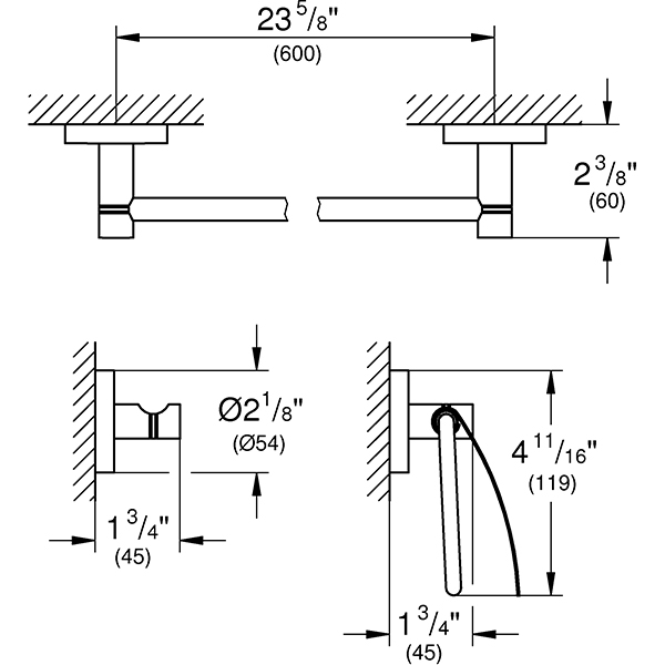 Set accesorii baie GROHE Essentials 3in1 40775001, 3 accesorii, crom