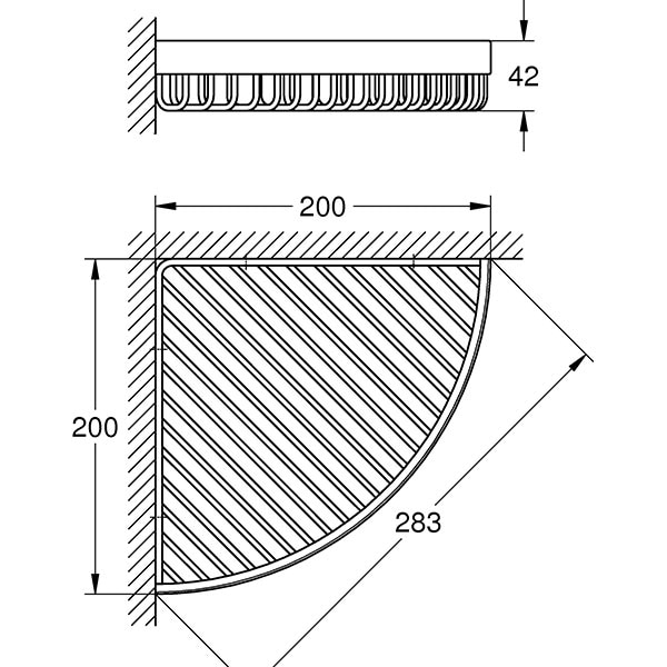 Raft de colt GROHE Selection Cube 40809000, 28.3cm, argintiu