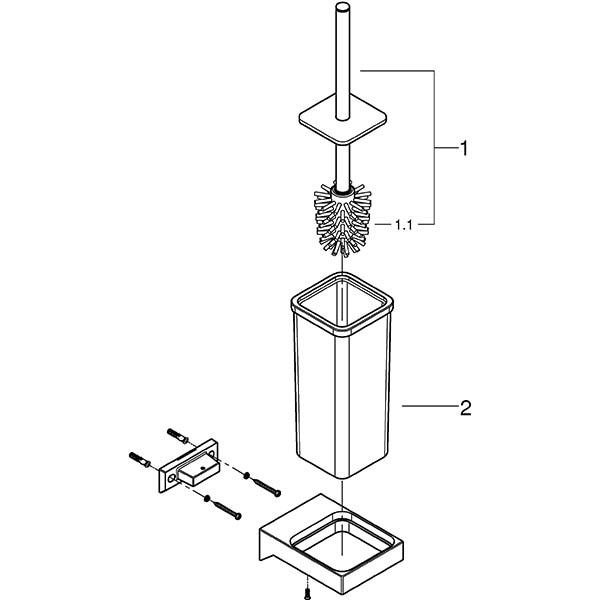 Set perie toaleta GROHE Selection Cube 40857000, crom-transparent