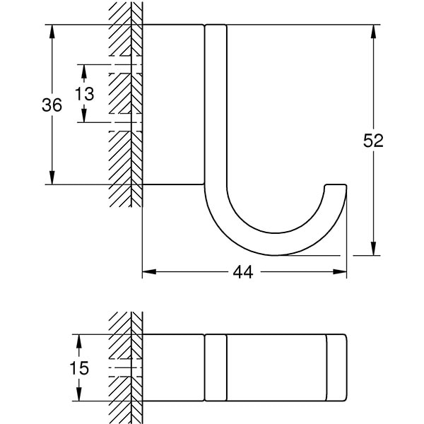 Cuier baie GROHE Selection 41039000, argintiu
