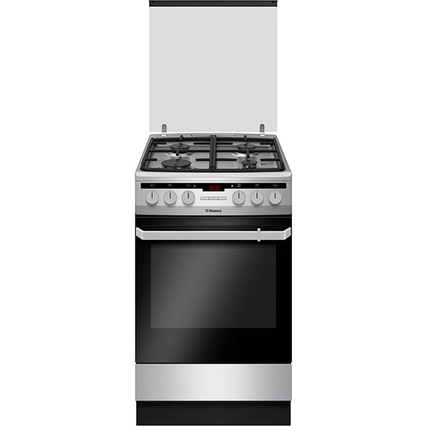 Aragaz HANSA FCMX58292, 4 arzatoare, Gaz + Electric, L 50 cm, Grill, inox