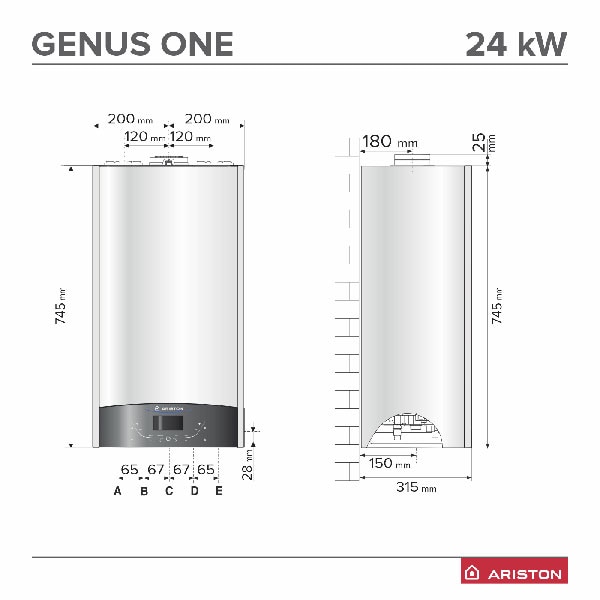 Centrala termica pe gaz in condensare ARISTON Genus One, 24kW, Kit de evacuare inclus