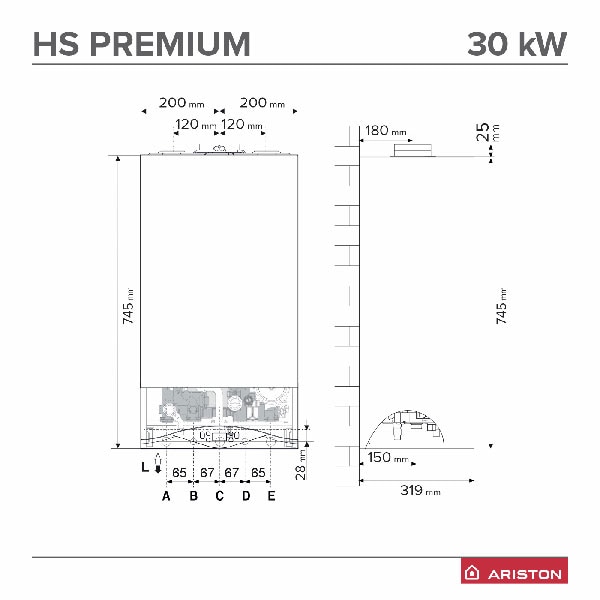 Centrala termica pe gaz in condensare ARISTON HS Premium, 30 kW, kit evacuare inclus