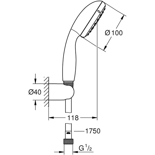 Set baterii GROHE Start Curve 126746, 1 functie, metal, argintiu