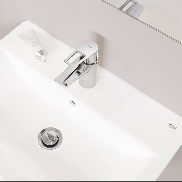 Baterie lavoar GROHE Bauloop 22054001, marimea S, alama, argintiu