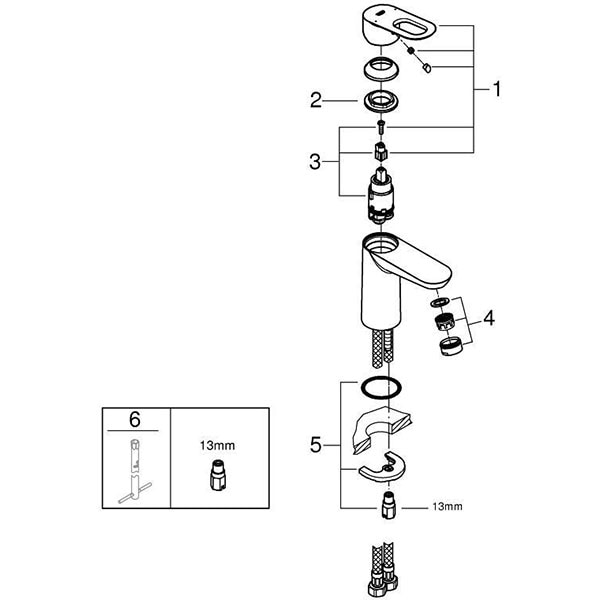 Baterie lavoar GROHE Bauloop 23337000, metal, argintiu