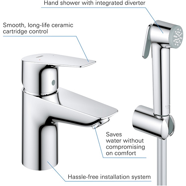 Baterie lavoar GROHE Start Edge 23773001, marimea S, metal, crom