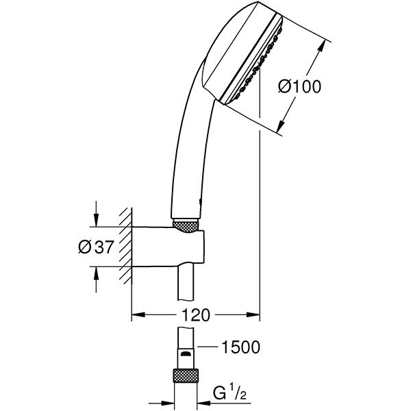 Set dus para GROHE Tempesta Cosmopolitan 100 26084002, 1 functie, argintiu