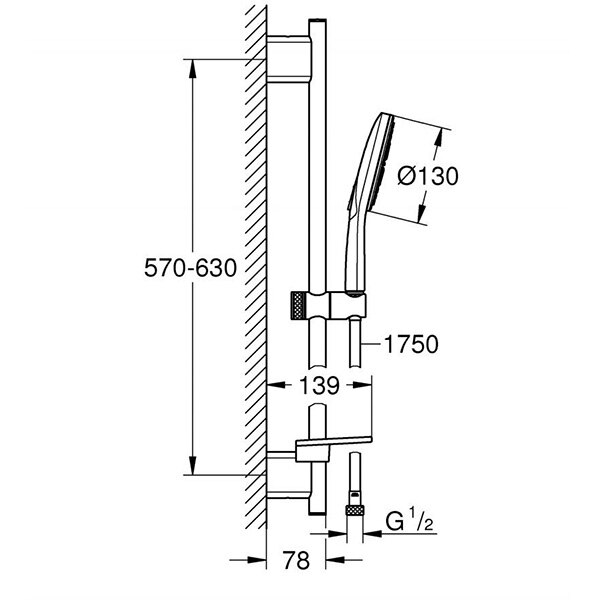 Coloana dus GROHE Rainshower SmartActive 130 26546000, 3 functii, crom