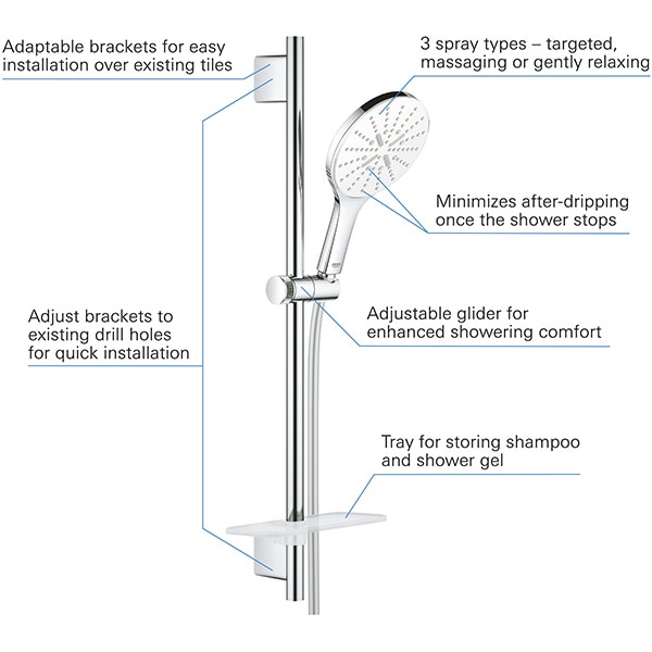 Coloana dus GROHE Vitalio SmartActive 150 26598000, 3 functii, crom