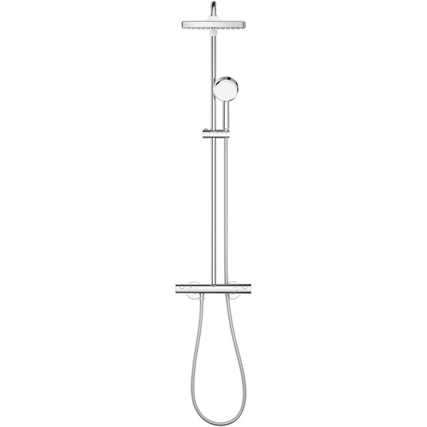 Sistem dus GROHE Cosmopolitan 250 26689000, termostat, 2 functii, argintiu