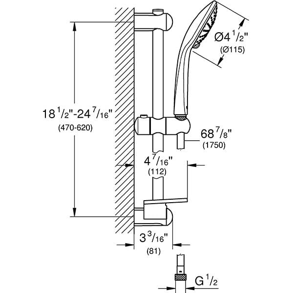 Coloana dus GROHE Euphoria 110 Duo 27242001, 2 functii, crom