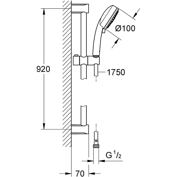 Coloana dus GROHE Tempesta Cosmo 100 27789002, 3 functii, crom