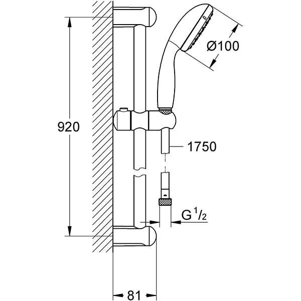 Coloana dus GROHE Tempesta 27854001, 1 functie, crom