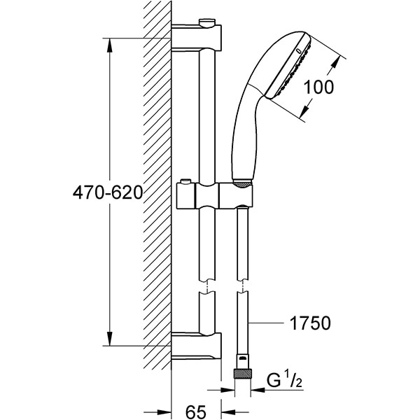 Coloana dus GROHE Vitalio Start 100 27942000, 1 functie, crom