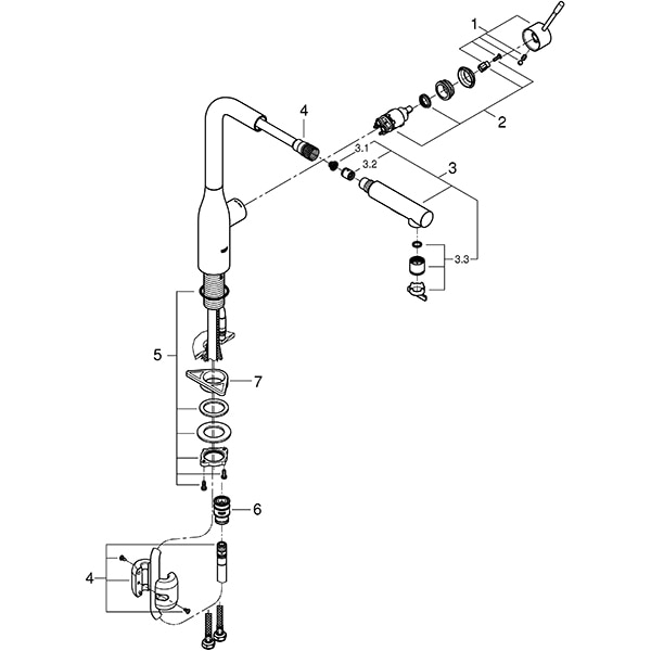 Baterie bucatarie GROHE Essence 30270AL0, dus extractibil, metal, grafit