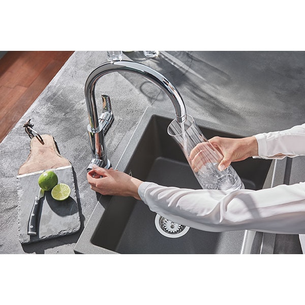 Baterie bucatarie cu filtru GROHE Blue Pure Eurosmart 30383000, metal, argintiu