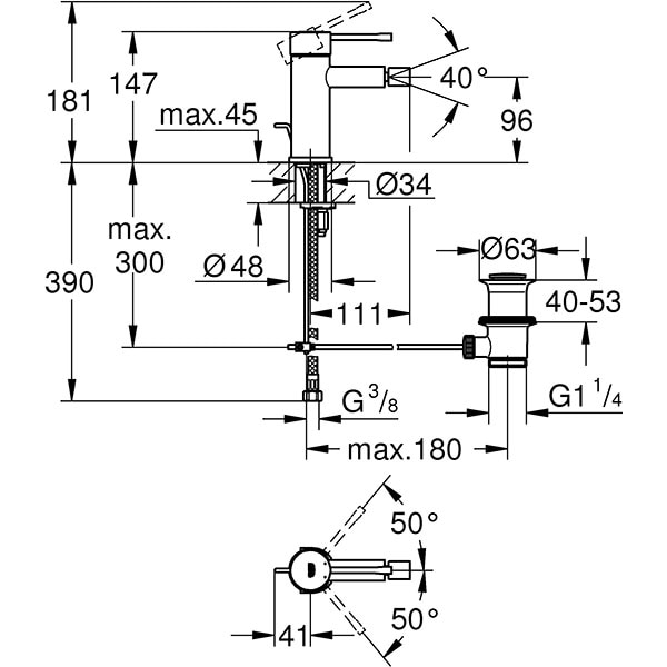 Baterie bideu GROHE Essence 32935DL1, marimea S, metal, bronz
