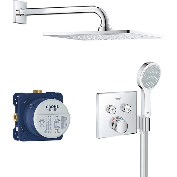 Sistem dus incastrat GROHE Grohtherm SmartControl 2S 34742000, termostat, 2 functii, argintiu