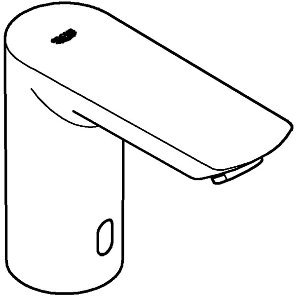 Baterie lavoar cu senzor infrarosu GROHE Bau Cosmopolitan E 36452000, baterie Litiu 6V, alama, argintiu