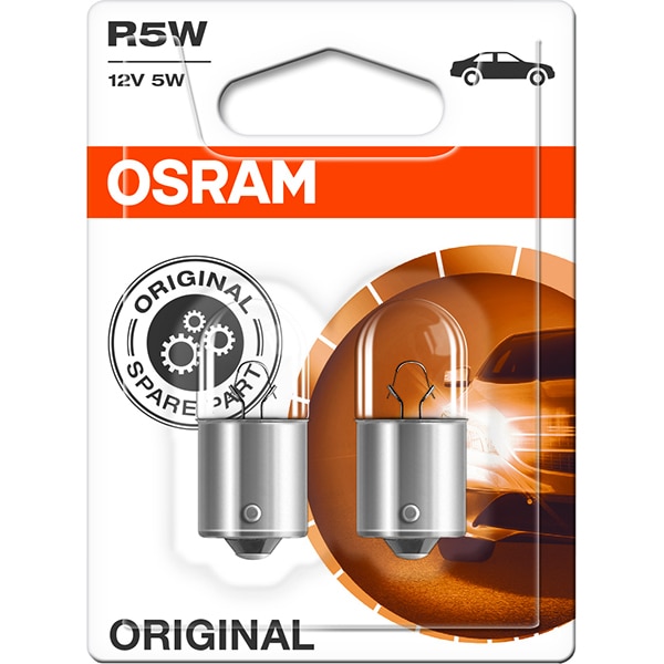 Bec auto halogen OSRAM, R5W, 12V, 5W, BA15s, 2 bucati
