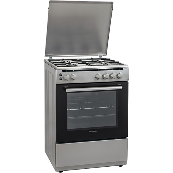 Aragaz VORTEX VO1802, 4 arzatoare, Gaz, L 60 cm, Grill, inox