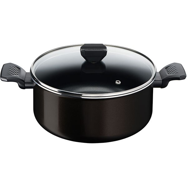 Oala cu capac TEFAL Simply Clean B5674653, 4.5l, 24cm, aluminiu, negru