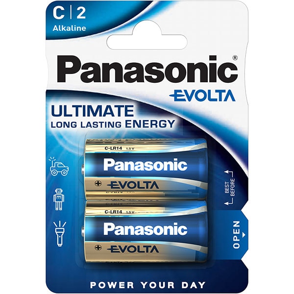 Baterii PANASONIC Evolta Alkaline LR14/C, 2 bucati