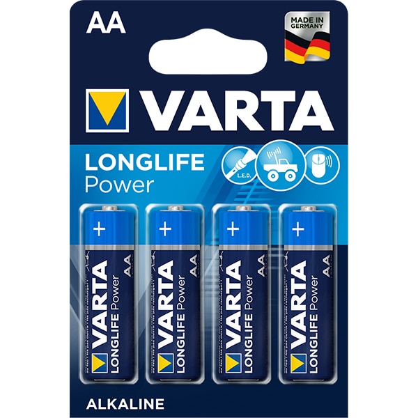 Baterii alcaline AA VARTA Longlife Power, 4 bucati