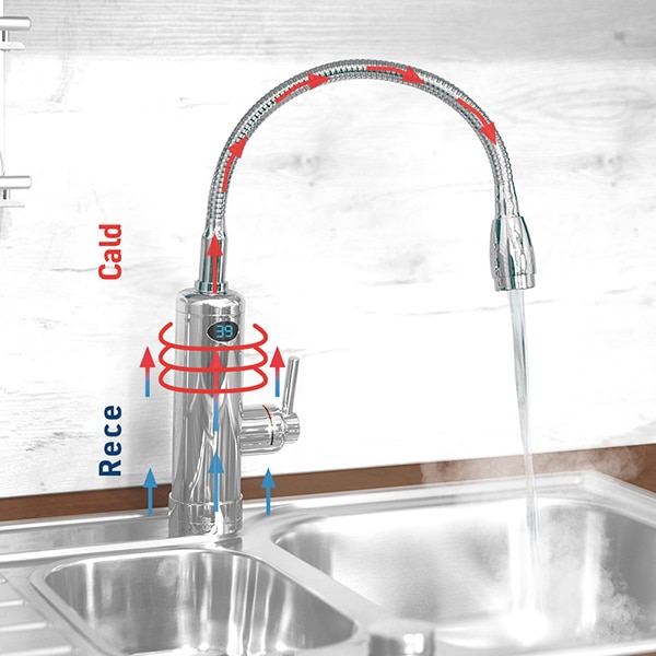 Robinet electric MEDIASHOP Aquadon SmartHeater Flex-Head, 4l/min, 3000W, argintiu