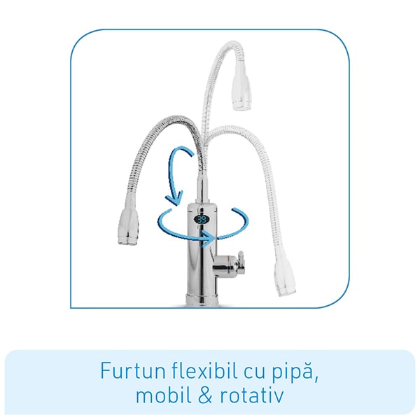 Robinet electric MEDIASHOP Aquadon SmartHeater Flex-Head, 4l/min, 3000W, argintiu