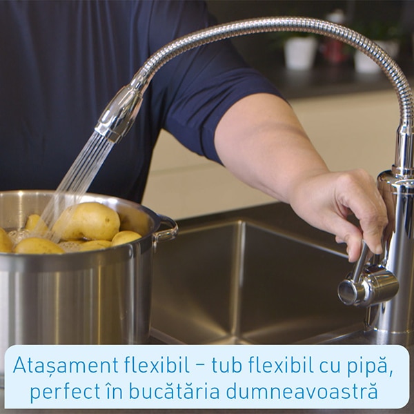 Robinet electric MEDIASHOP Aquadon SmartHeater Flex-Head, 4l/min, 3000W, argintiu