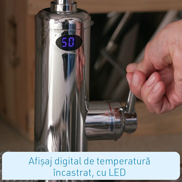 Robinet electric MEDIASHOP Aquadon SmartHeater Flex-Head, 4l/min, 3000W, argintiu