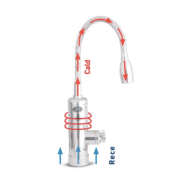 Robinet electric MEDIASHOP Aquadon SmartHeater Flex-Head, 4l/min, 3000W, argintiu