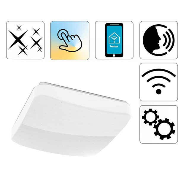 Plafoniera LED Smart HAMA 176546, 10W, 1500lm, Wi-Fi, lumina variabila, alb