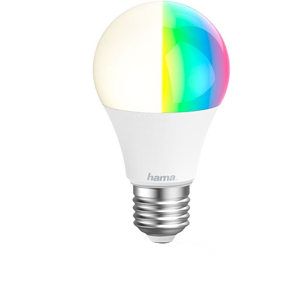 Bec LED Smart HAMA 176581, E27, 10W, 80,6lm, Dimabil, Wi-Fi, lumina variabila, compatibil Alexa, Google Assistant