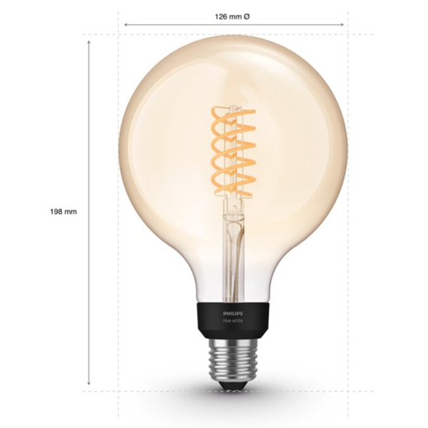 Bec LED Smart PHILIPS Hue 8719514279131, E27, 7W, 550lm, Bluetooth, Dimabil, lumina calda, compatibil Alexa, Google Assistant