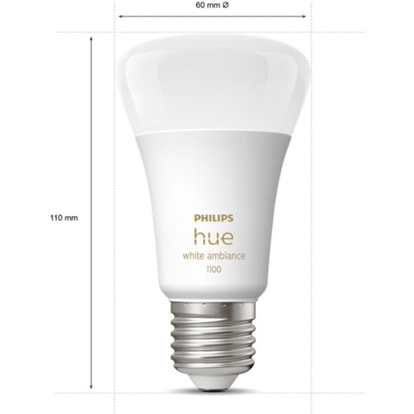 Bec LED Smart PHILIPS Hue 8719514291119, E27, 8W, 1100lm, lumina calda 