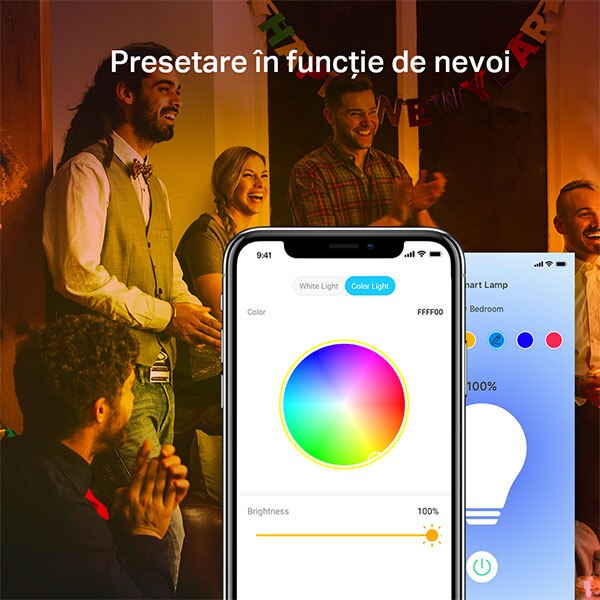 Bec LED Smart TP-LINK Tapo L530E, E27, 9W, 806lm, Wi-Fi, lumina variabila, compatibil Alexa, Google Assistant
