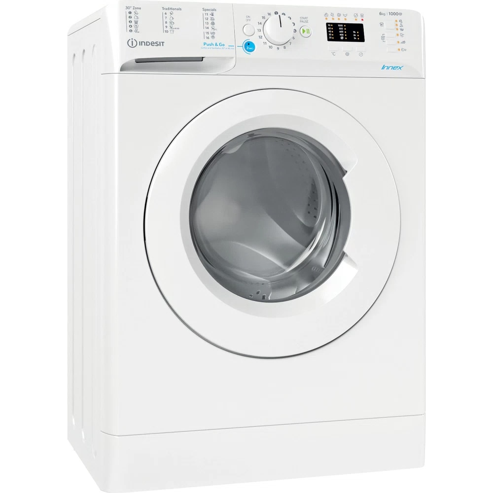 Masina de spalat rufe frontala slim INDESIT BWSA 61051 W EU N, 6 kg, 1000rpm, Clasa F, alb
