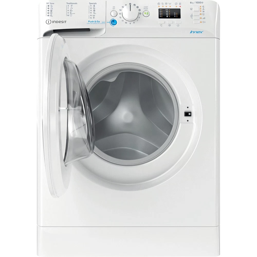 Masina de spalat rufe frontala slim INDESIT BWSA 61051 W EU N, 6 kg, 1000rpm, Clasa F, alb