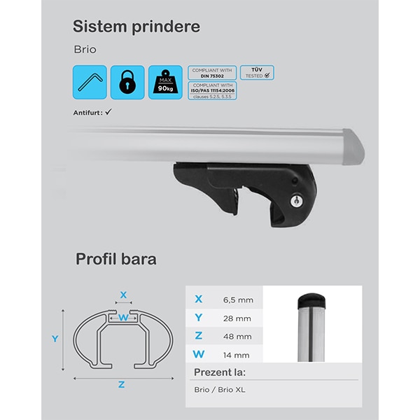 Bare transversale MENABO Brio, Holden Captiva, 2006-2018, 120 cm