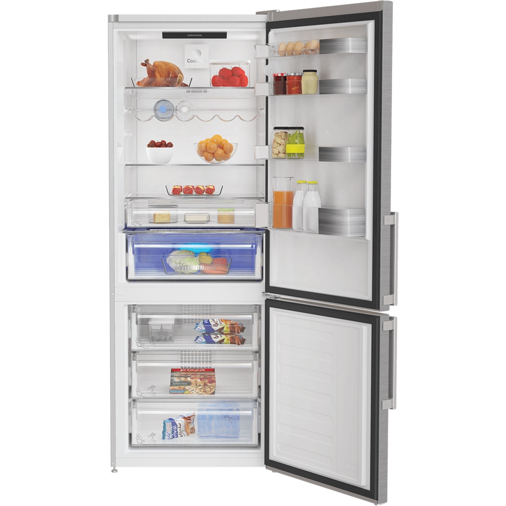 Combina frigorifica GRUNDIG GKN 27940 FXN, Cool Plus, 514 l, H 192 cm, Clasa E, inox