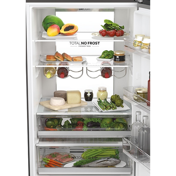 Combina frigorifica HAIER HTW7720ENMB, No Frost, 483 l, H 201 cm, Clasa E, Wi-Fi, negru